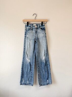 BKE Youth Distressed Wide Leg Denim Jeans